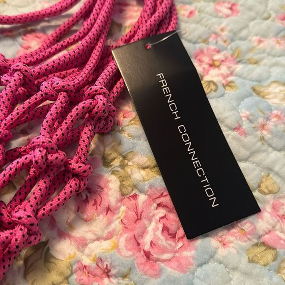 NWT French Connection *Chic* Jasmine *Neon Pink* Braided Tote - Picture 3 of 7